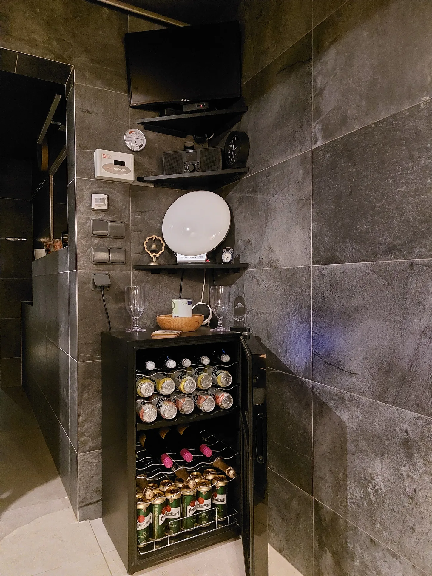 Minibar with chilled drinks at NovoRelax wellness